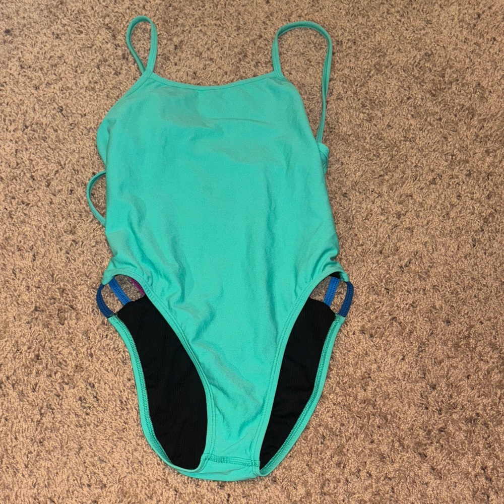 Jolyn Clothing Turquoise and Black Swimsuit